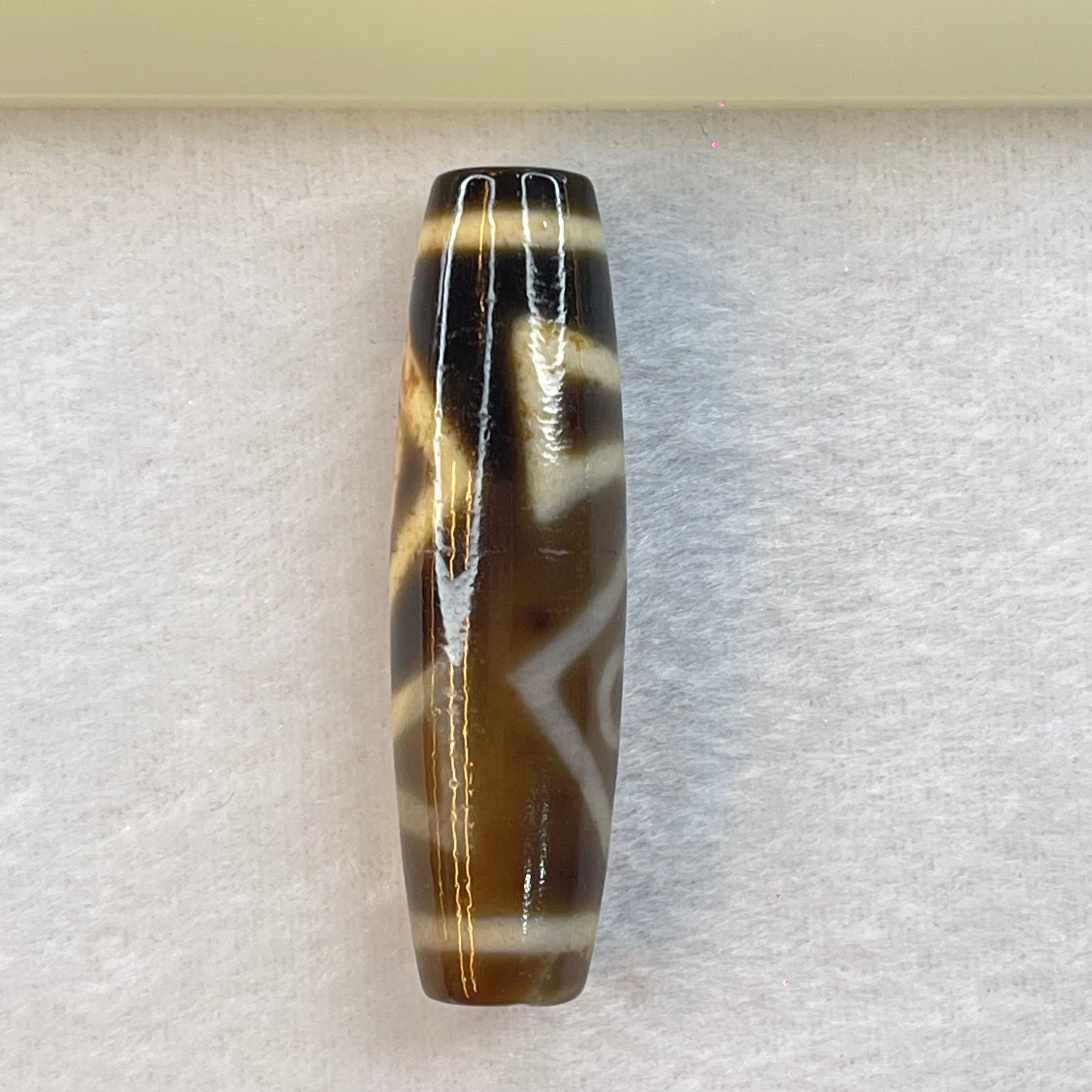 Natural Powerful Tibetan Old Oily Agate 2 Eyes Vajra Heaven and Earth Dzi Bead Heavenly Master (Tian Zhu) 金刚两眼霜天地天珠 20.06g 53.1 by 15.3mm - Huangs Jadeite and Jewelry Pte Ltd