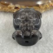 Black Obsidian Labubu Charm Display 15.25g 29.0 by 21.9 by 19.4mm - Huangs Jadeite and Jewelry Pte Ltd