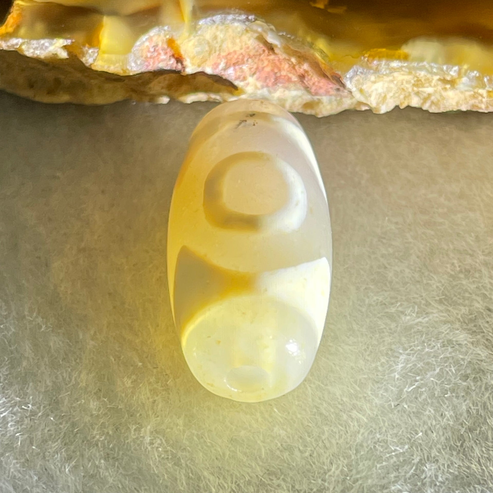 Natural Powerful Tibetan Old Oily Agate 3 Eyes Dzi Bead Heavenly Master (Tian Zhu) 三眼天诛 2.86g 20.1 by 9.9mm - Huangs Jadeite and Jewelry Pte Ltd