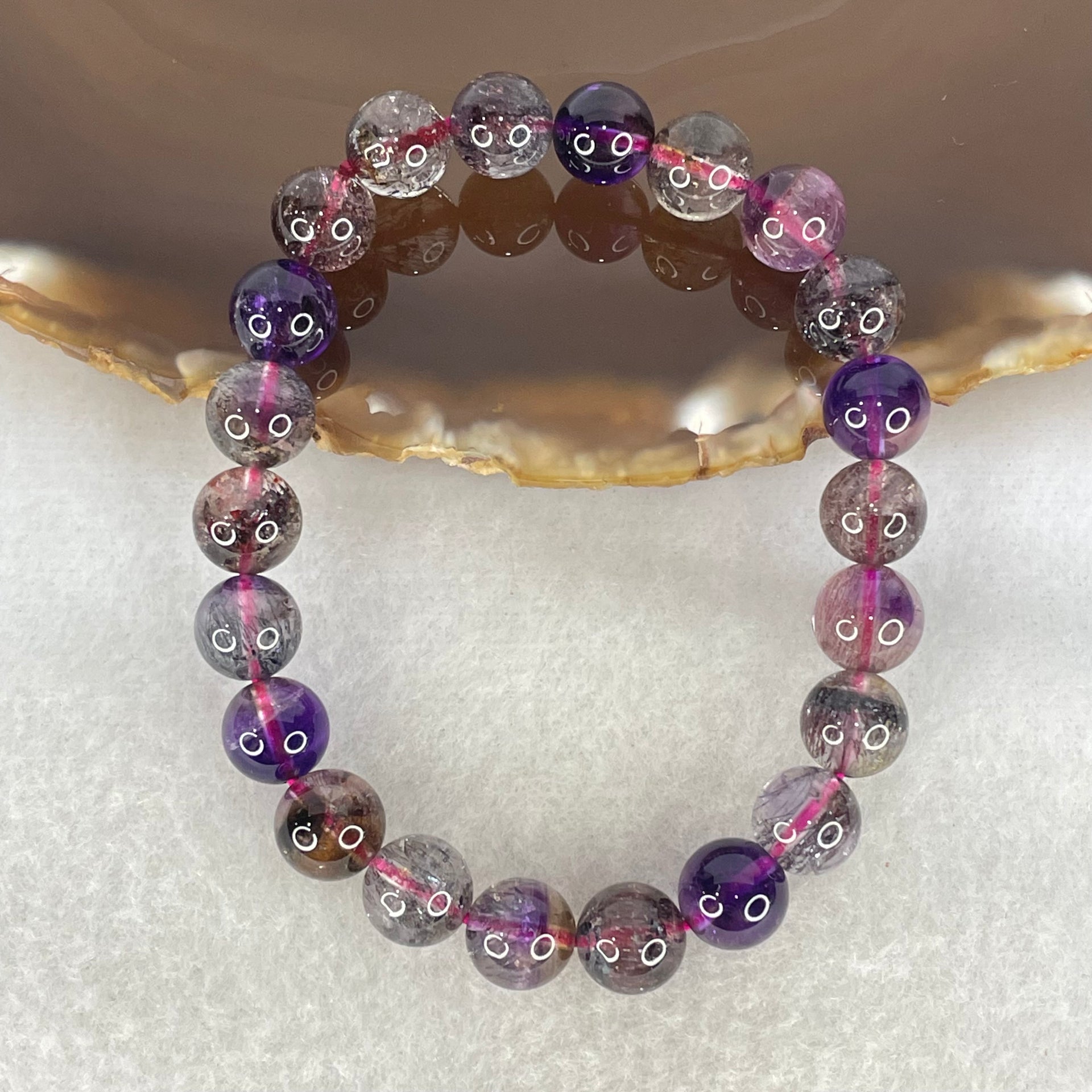 Good Grade Natural Blackcurrant Super 7 Beads Bracelet 19.22g 15.5cm 8.7mm 22 Beads - Huangs Jadeite and Jewelry Pte Ltd