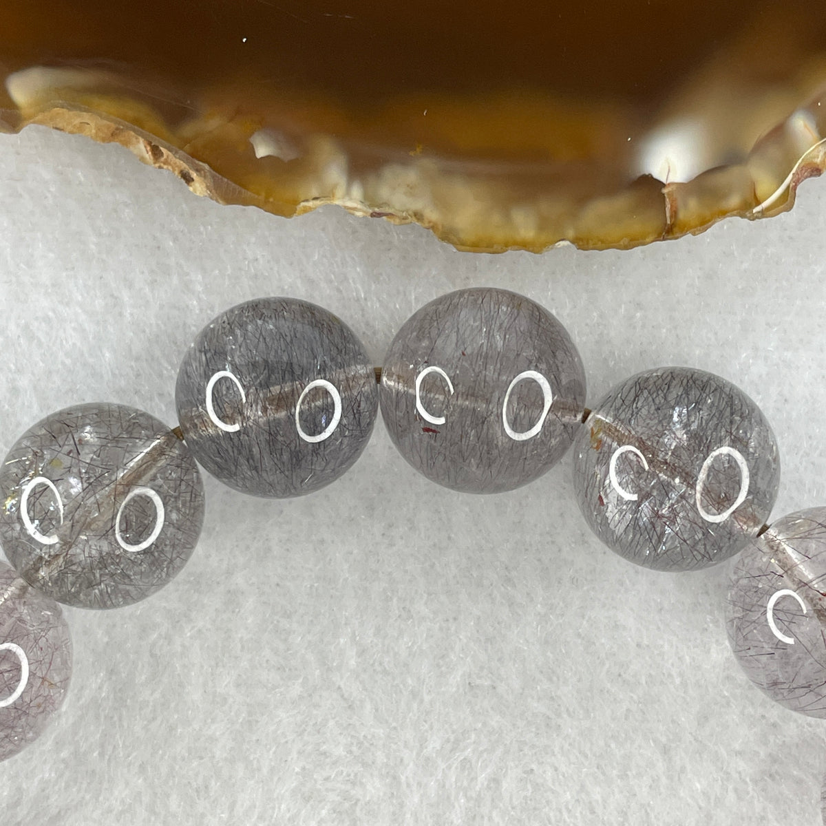 Certified Good Grade Natural Firework Greyish Super 7 Beads Bracelet | 13.8mm Starburst Synergy Amulet (56.870g | 17.5cm Wrist | 16 Beads)