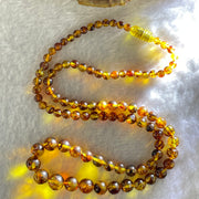 Natural Yellowish Brown Flower Amber Beads Necklace 天然金沙蜜花珀项链 10.18g 50cm 4.2 - 8.6 mm 95 Beads - Huangs Jadeite and Jewelry Pte Ltd
