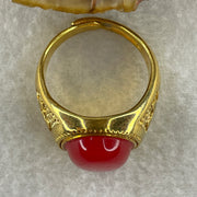 Natural Red Agate in 9999 Gold Plated Ring (Adjustable Size) 12.43g 17.6 by 13.2 by 5.5mm - Huangs Jadeite and Jewelry Pte Ltd