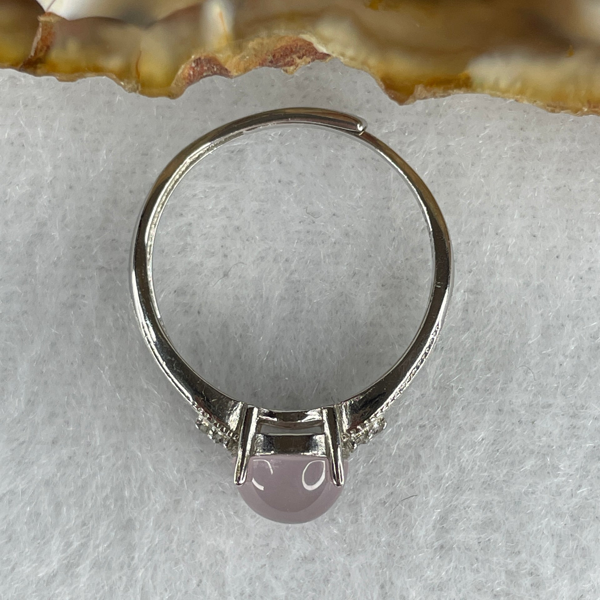 Good Grade Natural Rose Quartz Star Cat Eyes Ring in S925 Sliver 1.96g 6.8 by 4.5mm (Adjustable Size) - Huangs Jadeite and Jewelry Pte Ltd