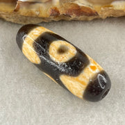 Natural Powerful Tibetan Old Oily Agate 3 Eyes Dzi Bead Heavenly Master (Tian Zhu) 三眼天诛 4.57g 28.2 by 10.4mm - Huangs Jadeite and Jewelry Pte Ltd