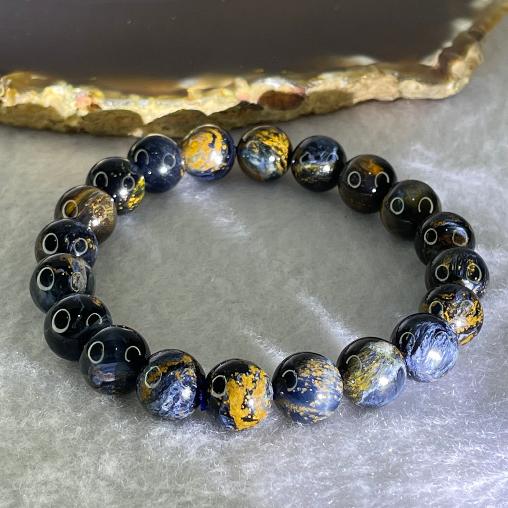 Good Grade Natural Petersite Beads Bracelet 24.44g 16cm 9.8mm 20 Beads - Huangs Jadeite and Jewelry Pte Ltd