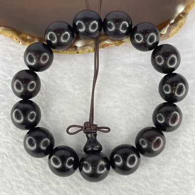 Natural India Zitan Sandalwood 小叶字檀木 Beads Bracelet Sinking Type 27.07g 14.8 mm 15 Beads - Huangs Jadeite and Jewelry Pte Ltd