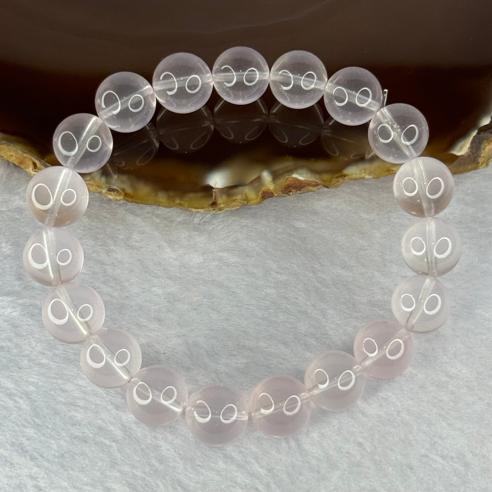 Natural Rose Quartz Beads Bracelet 天然玫瑰石英珠手链 32.27g 17.5cm 10.9mm 19 Beads - Huangs Jadeite and Jewelry Pte Ltd