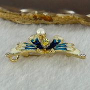 Natural Pearl with Yellow Crystal in Sliver Gold Color Butterfly Brooch 10.83g 49.1 by 36.8 by 9.1mm - Huangs Jadeite and Jewelry Pte Ltd