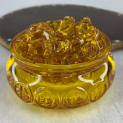 Yellow Liuli Wealth Pot with Ingot Yuan Bao Display Total Weight 330.00g 80.4 by 51.5mm - Huangs Jadeite and Jewelry Pte Ltd