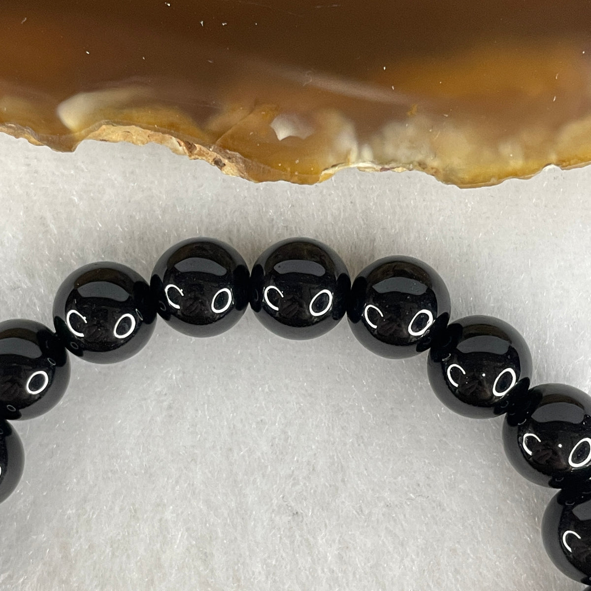 Certified Good Grade Natural Black Obsidian Beads Bracelet | 8.4mm Root Chakra Psychic Protection (16.21g | 23 Beads | 15.5cm)