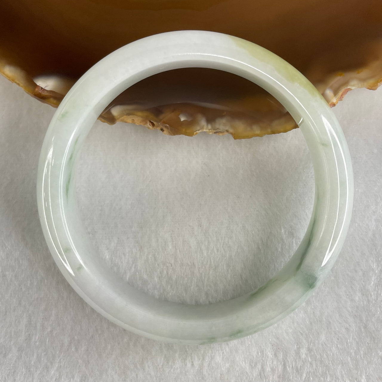 Type A Light Blueish Green with Dark Blueish Green Piao Hua Jadeite Bangle 48.93g Inner Diameter 56.5mm 12.9 by 7.3mm (Internal Line) - Huangs Jadeite and Jewelry Pte Ltd