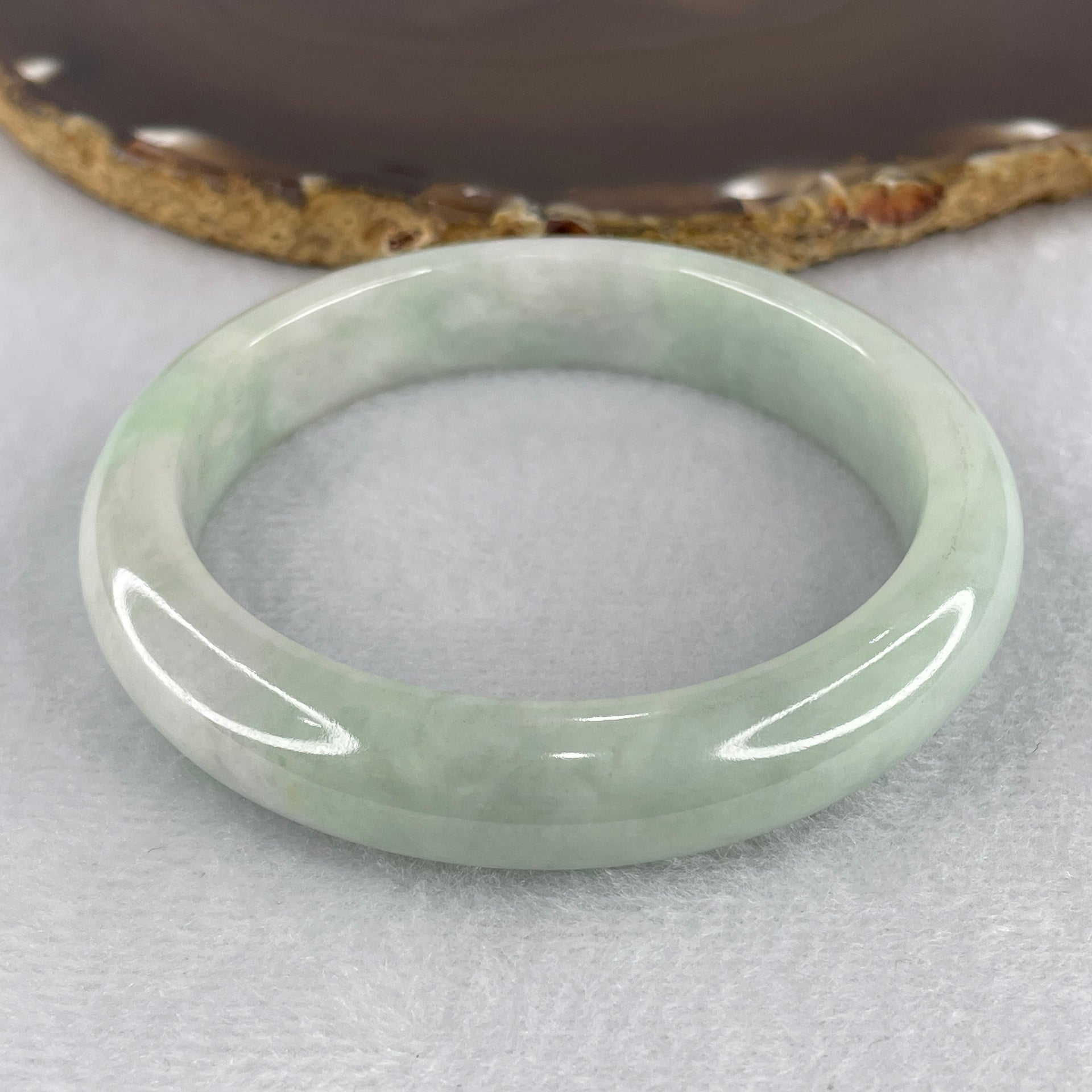 Certified Natural Type A Light Green with  Faint Lavender Patches Jadeite Bangle 62.580g Internal Diameter 58.5mm 12.5 by 9.2mm (Very Slight Internal Lines) - Huangs Jadeite and Jewelry Pte Ltd