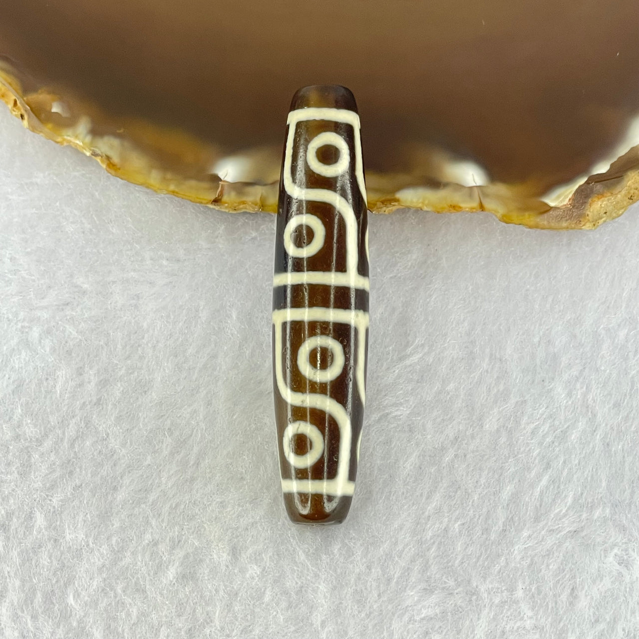 Natural Powerful Tibetan Old Oily Agate 12 Eyes Dzi Bead Heavenly Master (Tian Zhu) 十二眼天珠 14.65g 58.3 by 12.9mm - Huangs Jadeite and Jewelry Pte Ltd