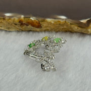 Type A Green Yellow Jadeite with Crystals in S925 Sliver Brooch 4.05g 3.6 by 1.5mm 3pcs - Huangs Jadeite and Jewelry Pte Ltd