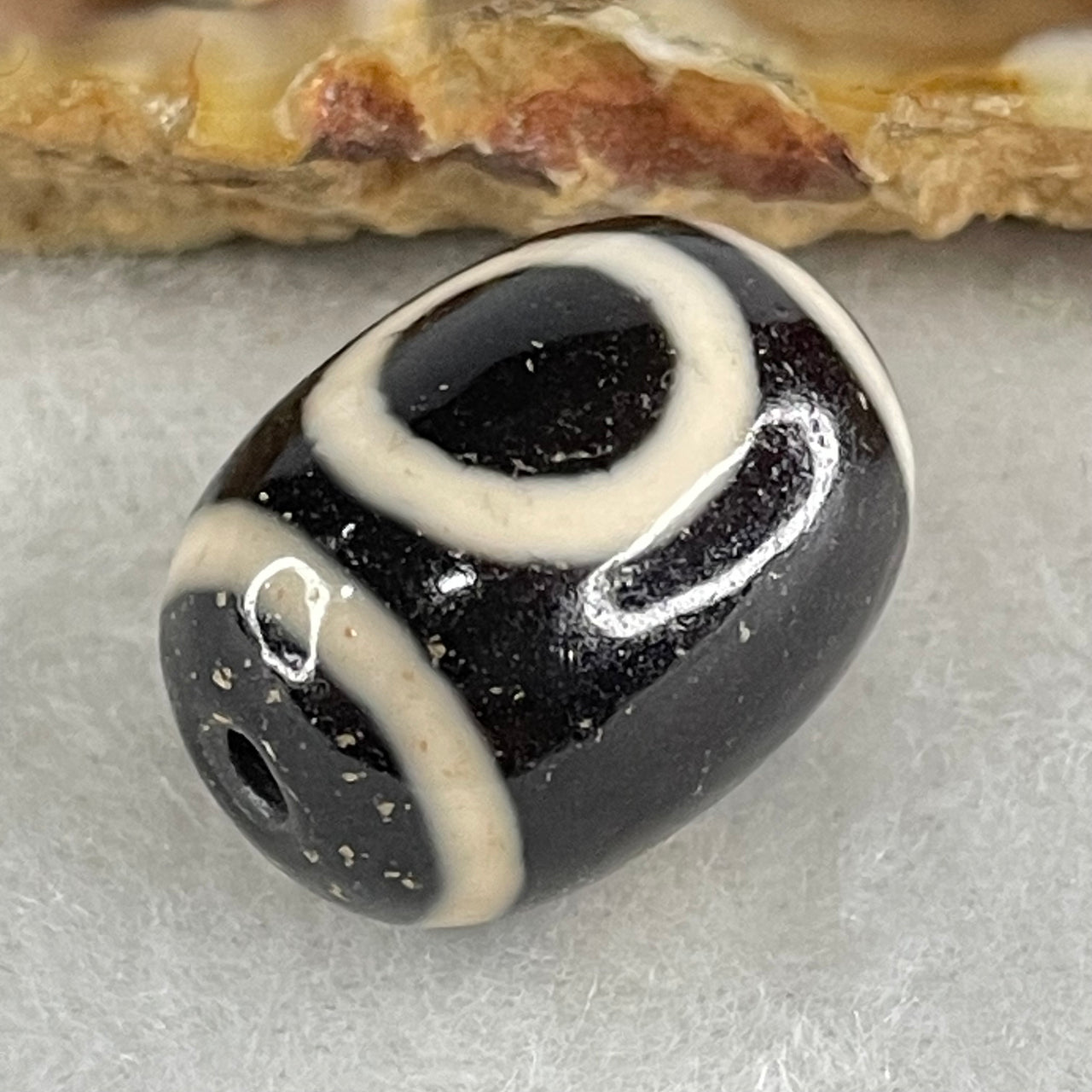 Natural Powerful Tibetan Old Oily Agate 1 Eye With Swastika Dzi Bead (Hotu Dzi) 4.46g 17.4 by 12.9mm - Huangs Jadeite and Jewelry Pte Ltd
