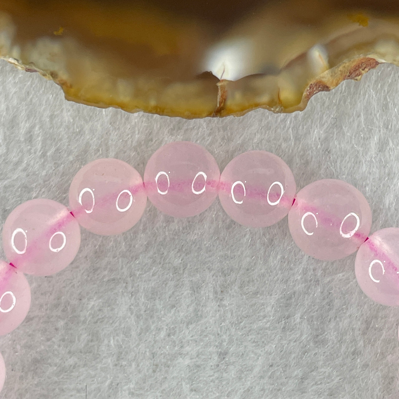 Natural Pink with Blue Chalcedony Agate Beads Bracelet 15.98g 14.5cm 8.0mm 21 Beads