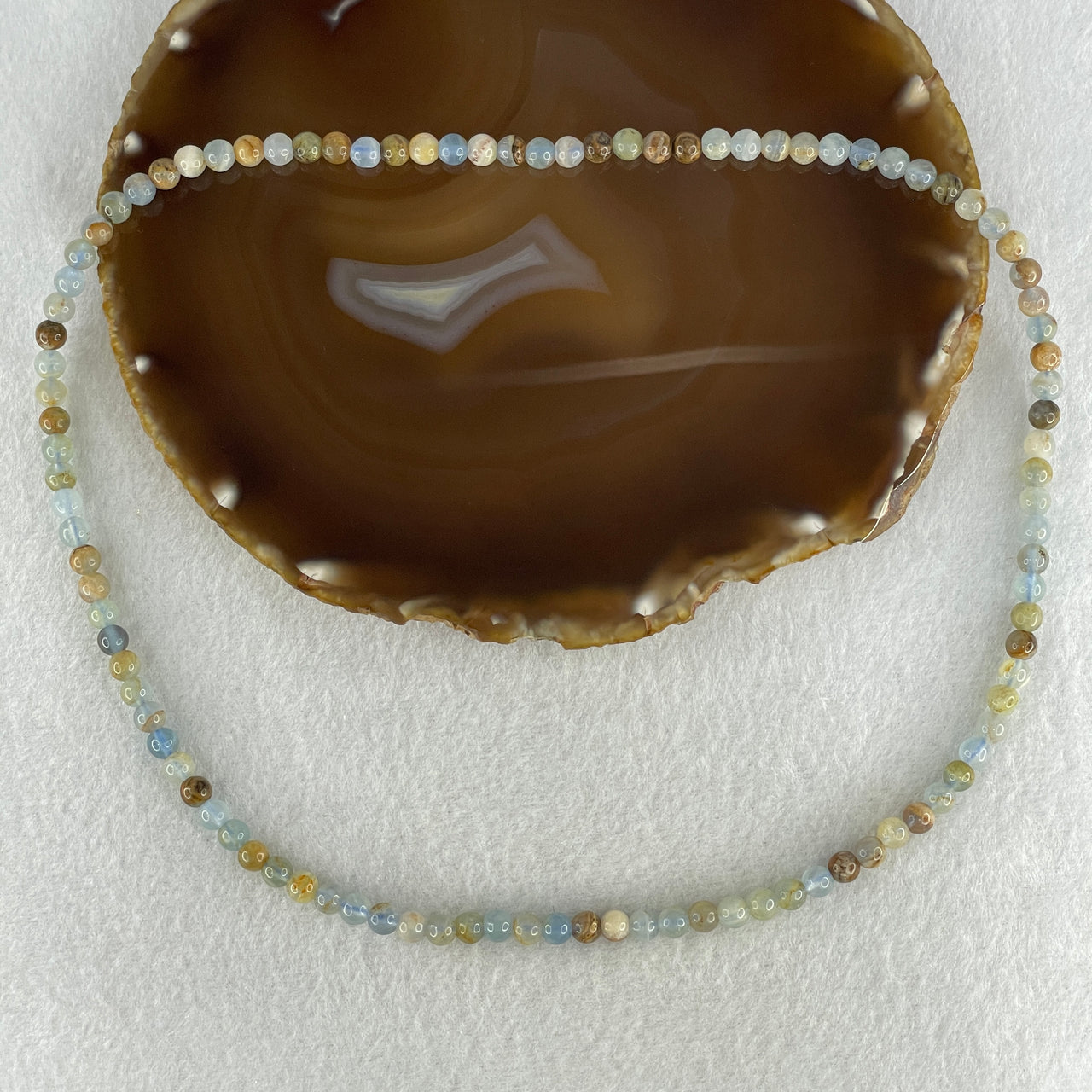 Certified Natural Aquamarine Beads Necklace  24.70g 52cm 5.7mm 102Beads