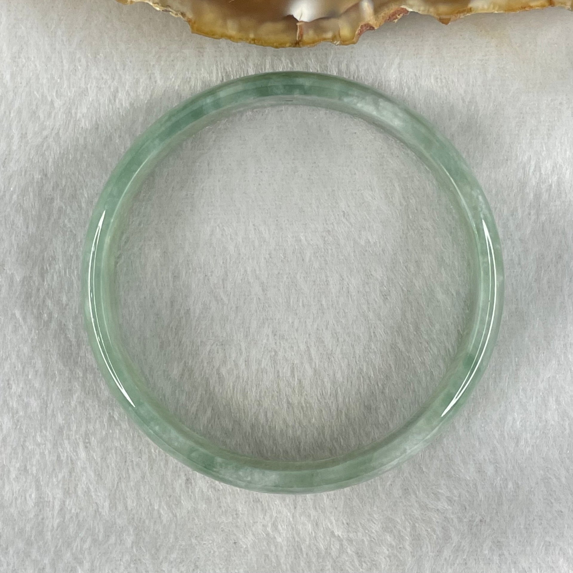 Type A Semi Icy Blueish Green Jadeite Bangle 24.80g Inner Diameter 52.6mm 12.6 by 4.4mm (Internal Lines) - Huangs Jadeite and Jewelry Pte Ltd