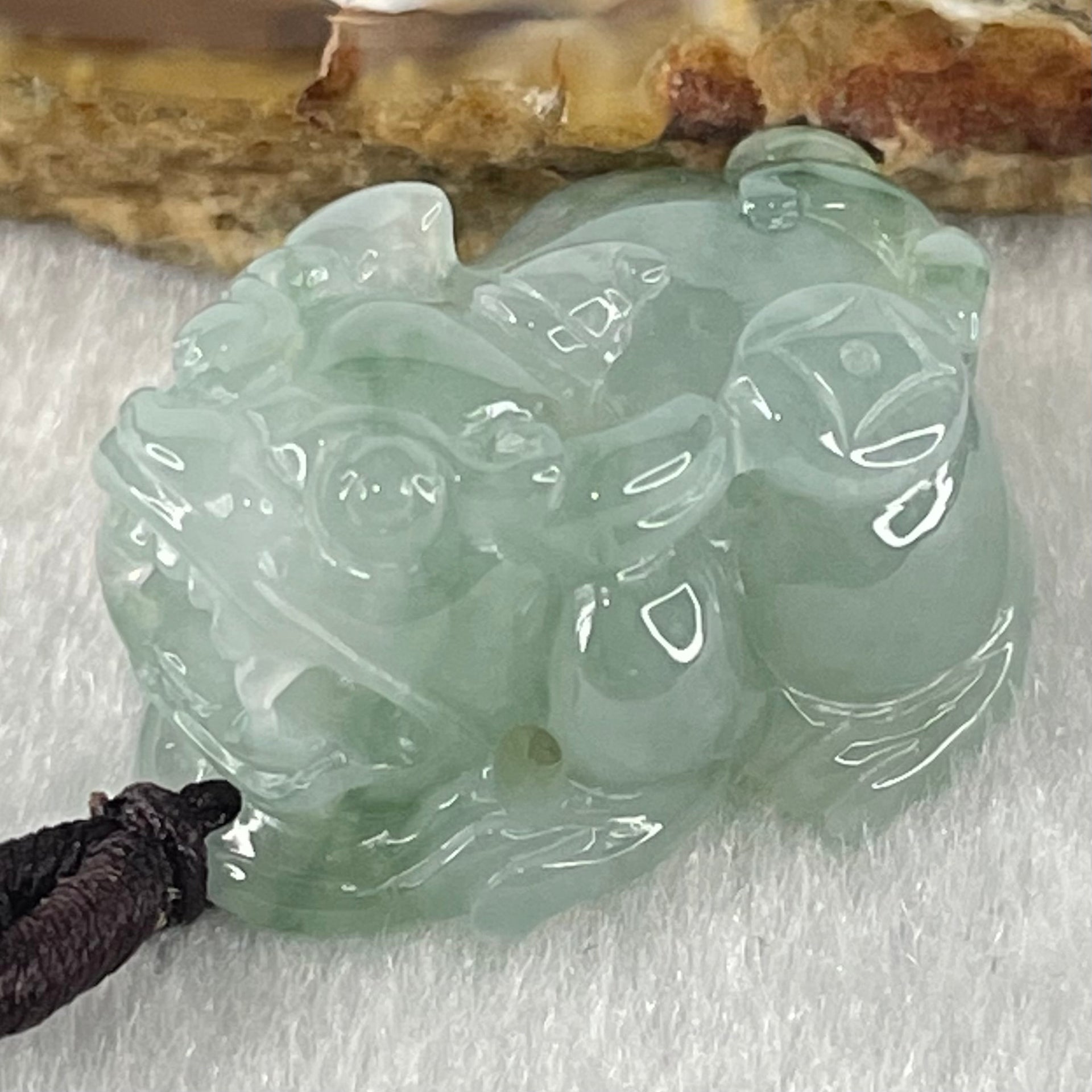 Type A Lavender with Blueish Green Piao Hua Jadeite Male Pixiu String Bracelet 10.87g 24.0 by 18.2 by 14.2mm - Huangs Jadeite and Jewelry Pte Ltd