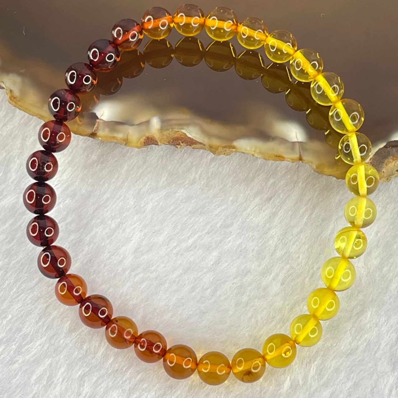 Natural Mixed Multi Color Amber Beads Bracelet 3.23g 15.5cm 5.8mm 32 Beads - Huangs Jadeite and Jewelry Pte Ltd