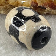Natural Powerful Tibetan Old Oily Dark Brown With White Agate 3 Eyes Dzi Bead Heavenly Master (Tian Zhu) 三眼天诛 4.52g 17.5 by 13.1mm - Huangs Jadeite and Jewelry Pte Ltd
