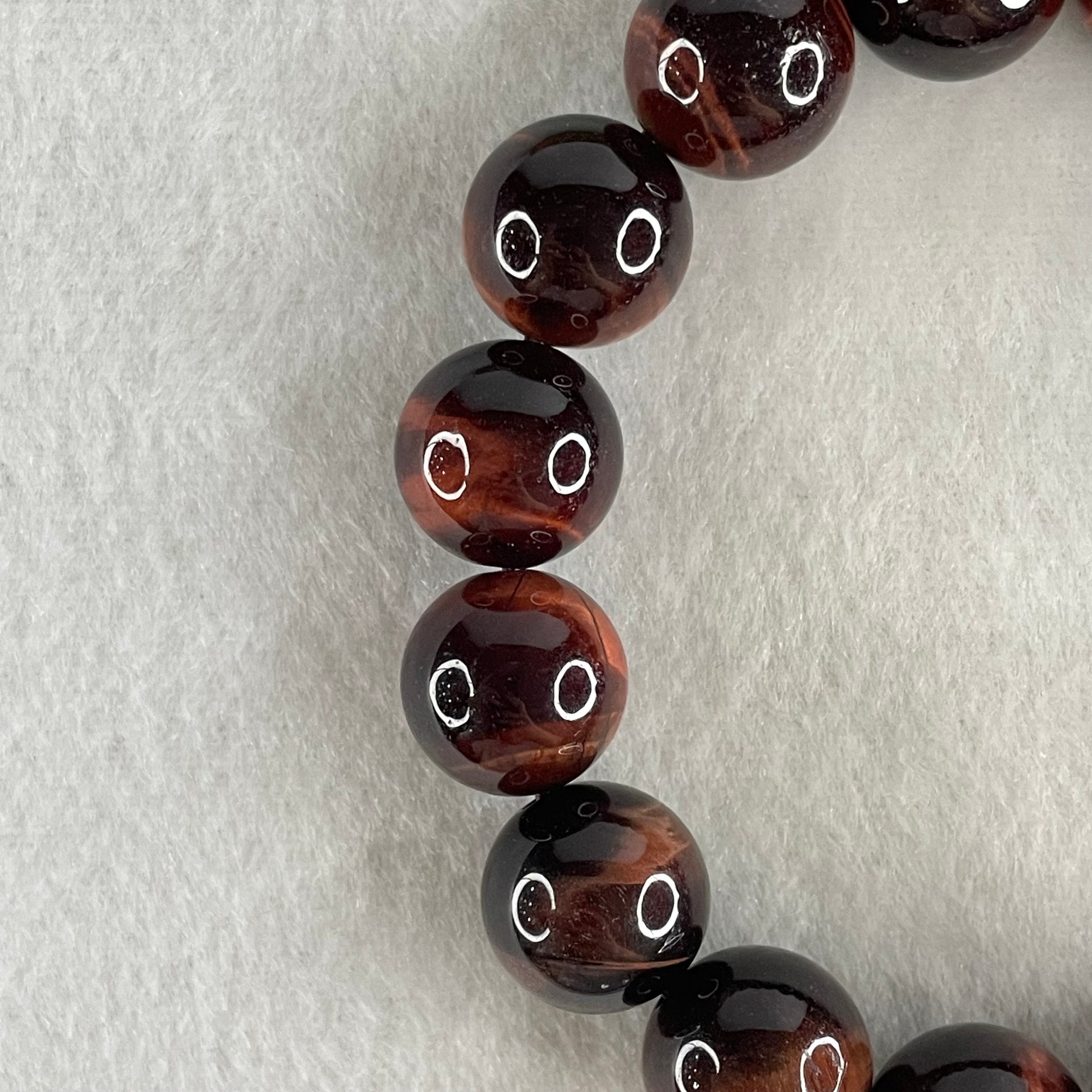 Natural Red Tiger's Eye Quartz Beads Bracelet 59.13g 16.5cm 14.2mm 15 Beads - Huangs Jadeite and Jewelry Pte Ltd