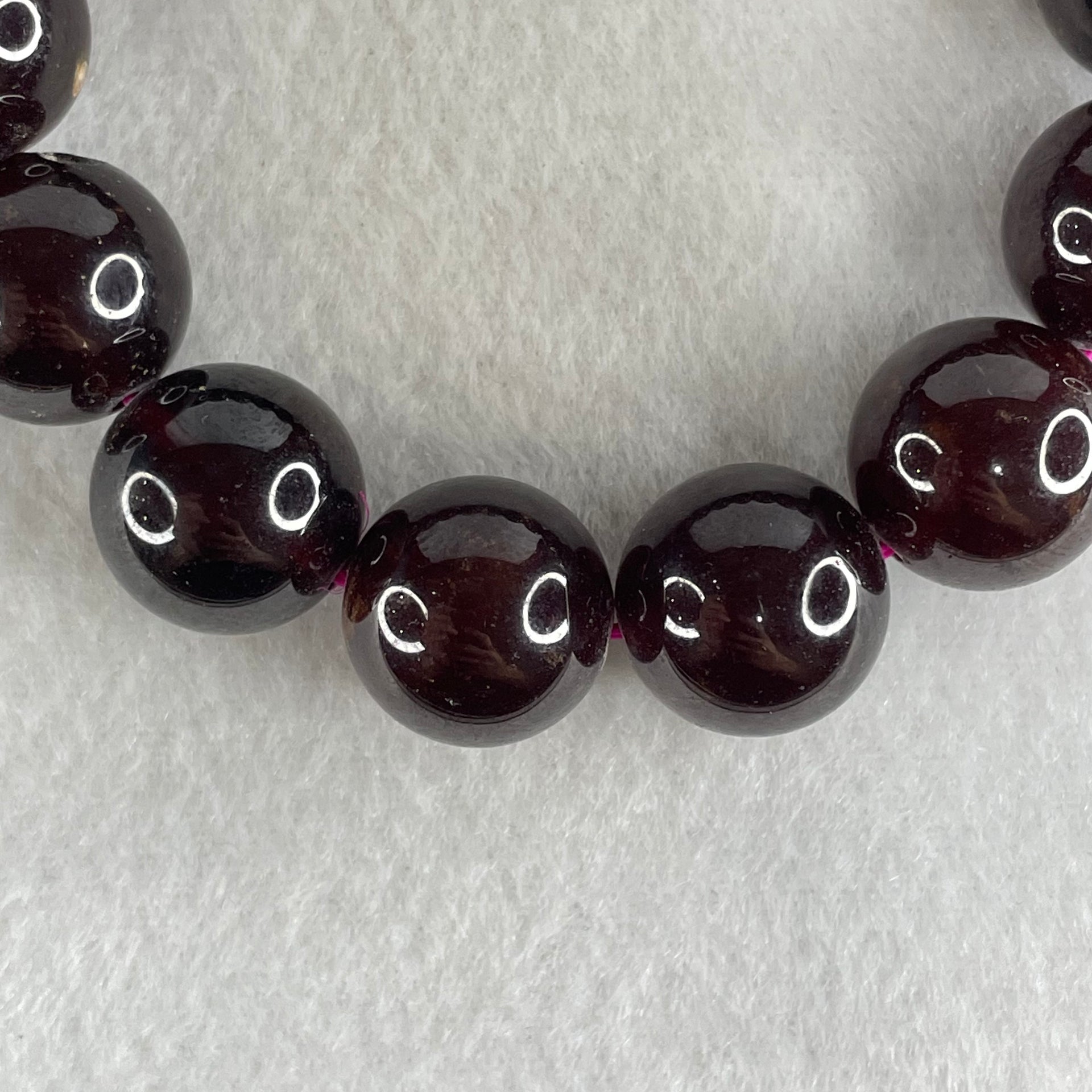 Natural Red Garnet Beads Bracelet 102.52g 17cm 15.8mm 14 Beads (1 Bead External Rough) - Huangs Jadeite and Jewelry Pte Ltd