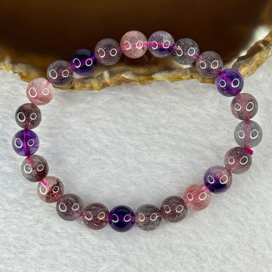 Good Grade Natural Super 7 Crystal Beads Bracelet 天然超级七水晶珠手链 16.99g 15cm 8.4mm 23 Beads - Huangs Jadeite and Jewelry Pte Ltd