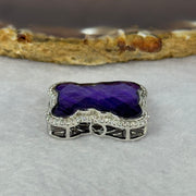 Natural Meteorite Bear Charm / Pendant in S925 Silver with Crystals For Necklace / Bracelet (Purple Color) 7.32g  26.1 by 21.4 by 8.4mm - Huangs Jadeite and Jewelry Pte Ltd