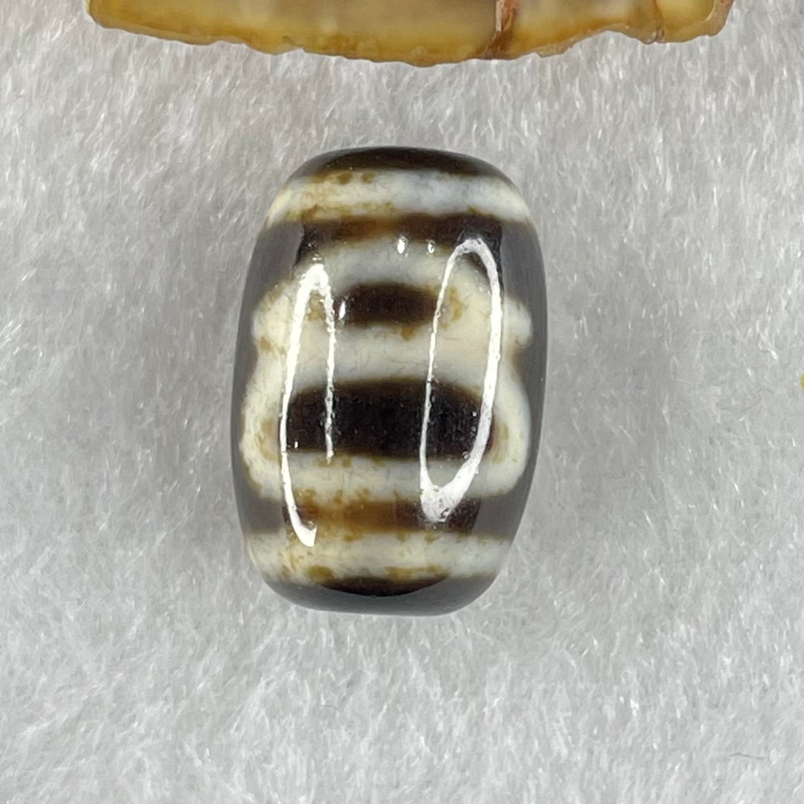 Natural Powerful Tibetan Old Oily Agate Double Cai Shen Dzi Bead Heavenly Master (Tian Zhu) 双财神长天珠 4.34g 18.1 by 12.1mm - Huangs Jadeite and Jewelry Pte Ltd