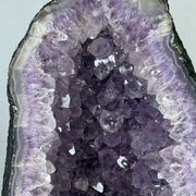 Natural Triangular Shape Amethyst Cave with Wooden Display 18,923.1g 300.0 by 280.0 by 500.0mm - Huangs Jadeite and Jewelry Pte Ltd