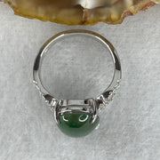 Type A Green Burmese jadeite ring in 18k white gold & natural diamonds 5.43g size US7 - Huangs Jadeite and Jewelry Pte Ltd