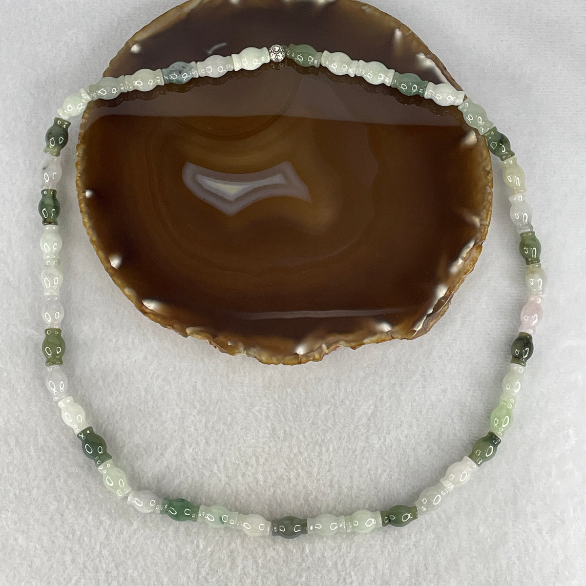 Natural Type A Light Green, Blueish Green & Lavender Jadeite Bamboo Beads Necklace | 56cm Strand of 43 Bamboo-Joint Beads 8.5mm (67.98g | Heart, Throat & Crown Chakra Harmony, Rising Success & Abundance Shield)