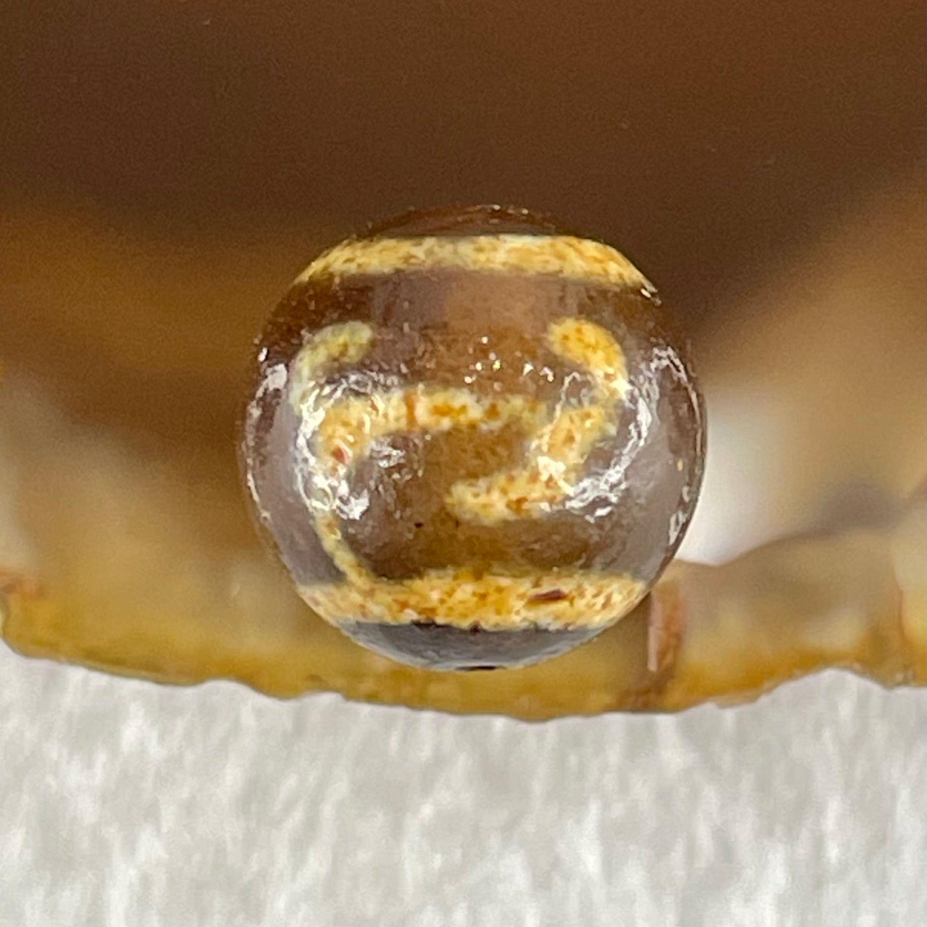 Natural Powerful Tibetan Old Oily Agate Ruyi Dzi Bead Heavenly Master (Tian Zhu) 如意天珠 1.56g 10.4 by 10.5mm - Huangs Jadeite and Jewelry Pte Ltd