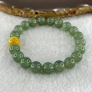 Tye A Natural Jelly Semi Icy Green with Yellow Jadeite Beads Bracelet 24.58g 15cm 88.8mm 20 Beads 9.8mm-yellow bead - Huangs Jadeite and Jewelry Pte Ltd