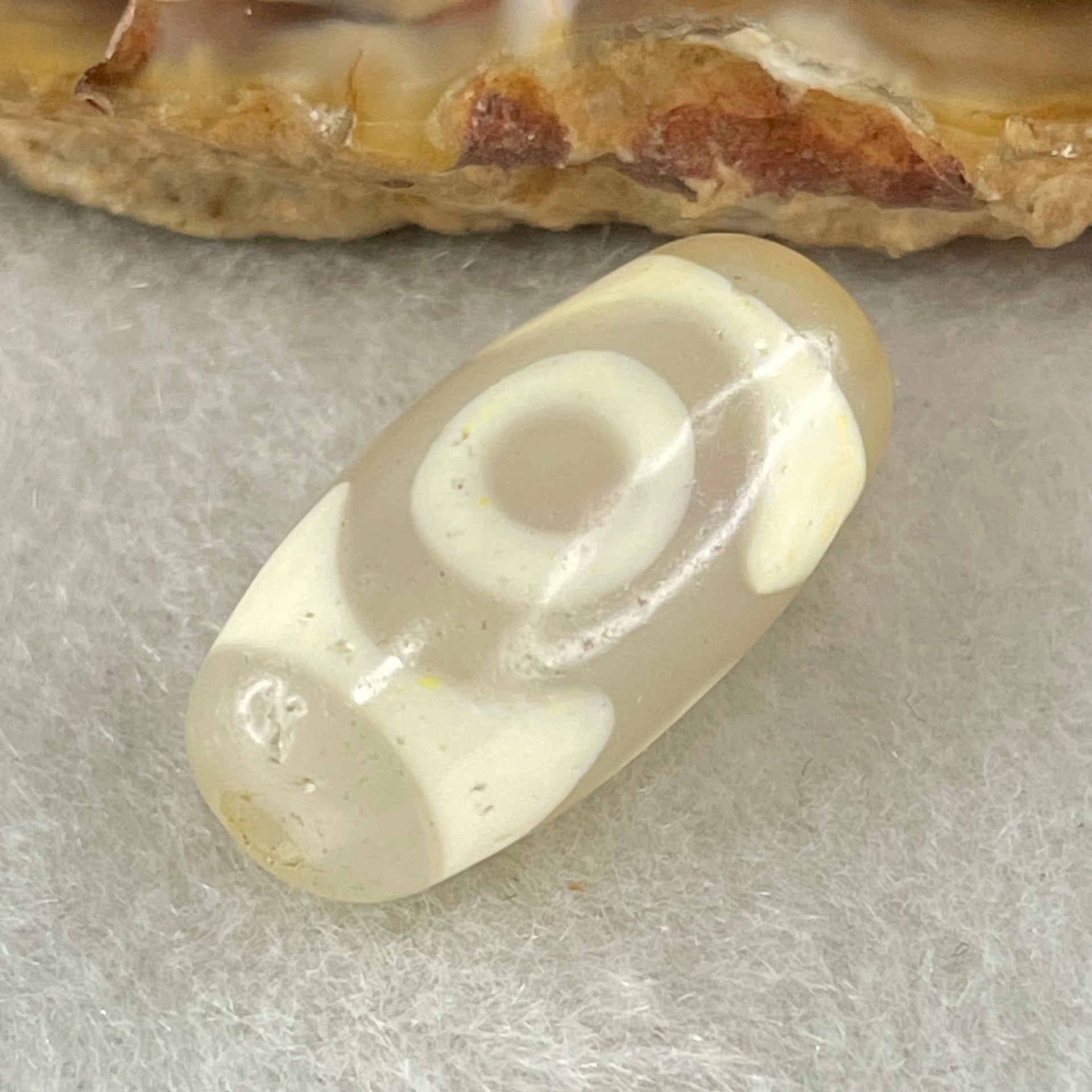 Natural Powerful Tibetan Old Oily Agate 3 Eyes Dzi Bead Heavenly Master (Tian Zhu) 三眼天诛 2.83g 19.9 by 10.0mm - Huangs Jadeite and Jewelry Pte Ltd