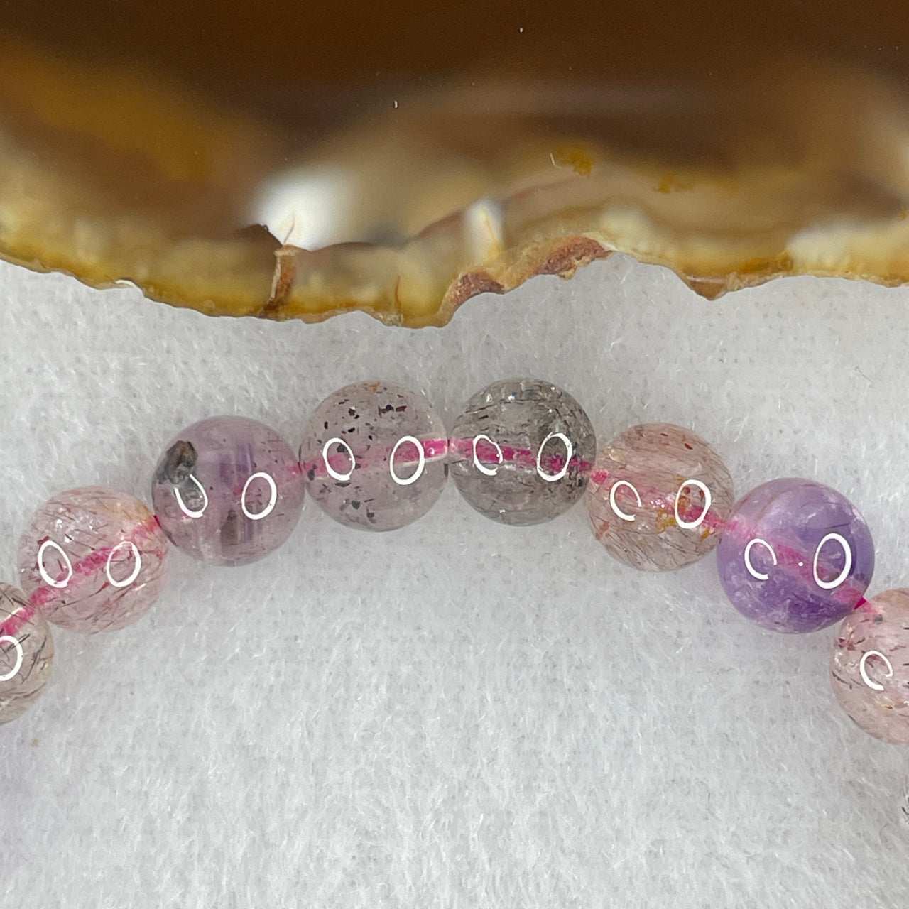 Certified Above-Average Grade Natural Super 7 Crystal Beads Bracelet | Fluid High-Clarity Showcase Strand | Authentic Sacred Seven Multi-Mineral Inclusions Quartz Spiritual Catalyst & Auric Shield Bracelet (16.01g | 16.5cm Length | 7.7mm | 26 Beads)