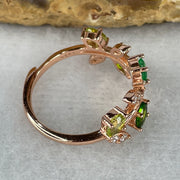 Natural-Green-Garnet-with-Cubic-Zirconia-in-S925-Sliver-Gold-Color-Ring-2.32g-4.6-by-3.8-by-1.5mm-5-Pcs-(Adjustable-Size)