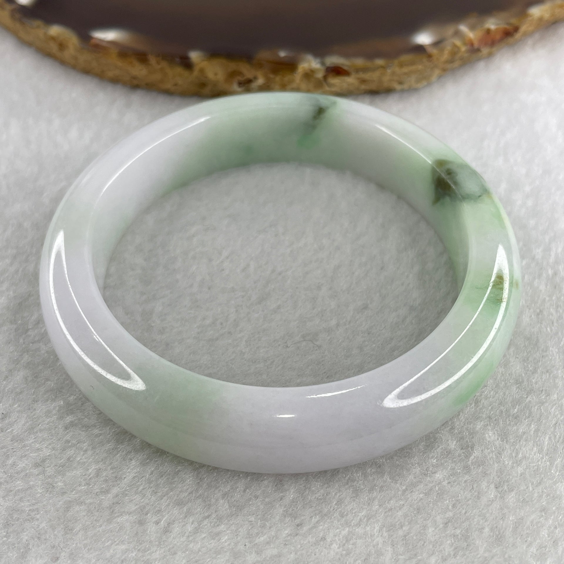 Natural Type A Light Lavender with Apple Green Piao Hua Jadeite Bangle 59.53g Inner Diameter 55.1mm 12.8 by 8.5mm (Close to Perfect) - Huangs Jadeite and Jewelry Pte Ltd