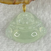 Natural Type A Semi Icy Sky Blue Jadeite Milo Buddha Pendant in 18K Yellow Gold Clasp 4.6g 18.1 by 24.0 by 7.2mm - Huangs Jadeite and Jewelry Pte Ltd