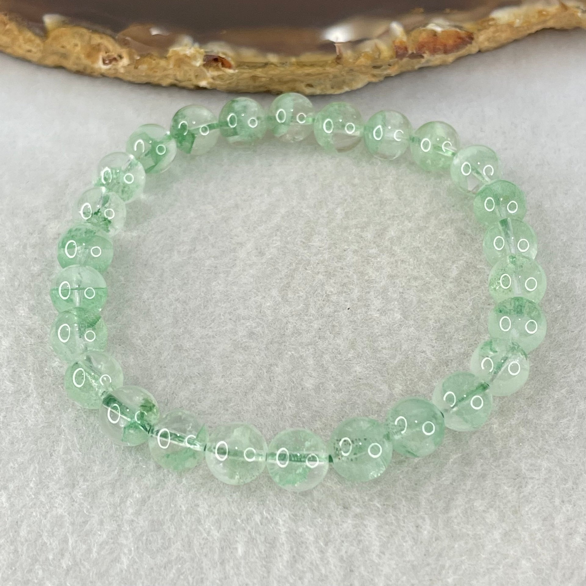 Special Grade Natural Green Phantom Quartz Bracelet 13.04g 16cm 7.3mm 26 Beads - Huangs Jadeite and Jewelry Pte Ltd