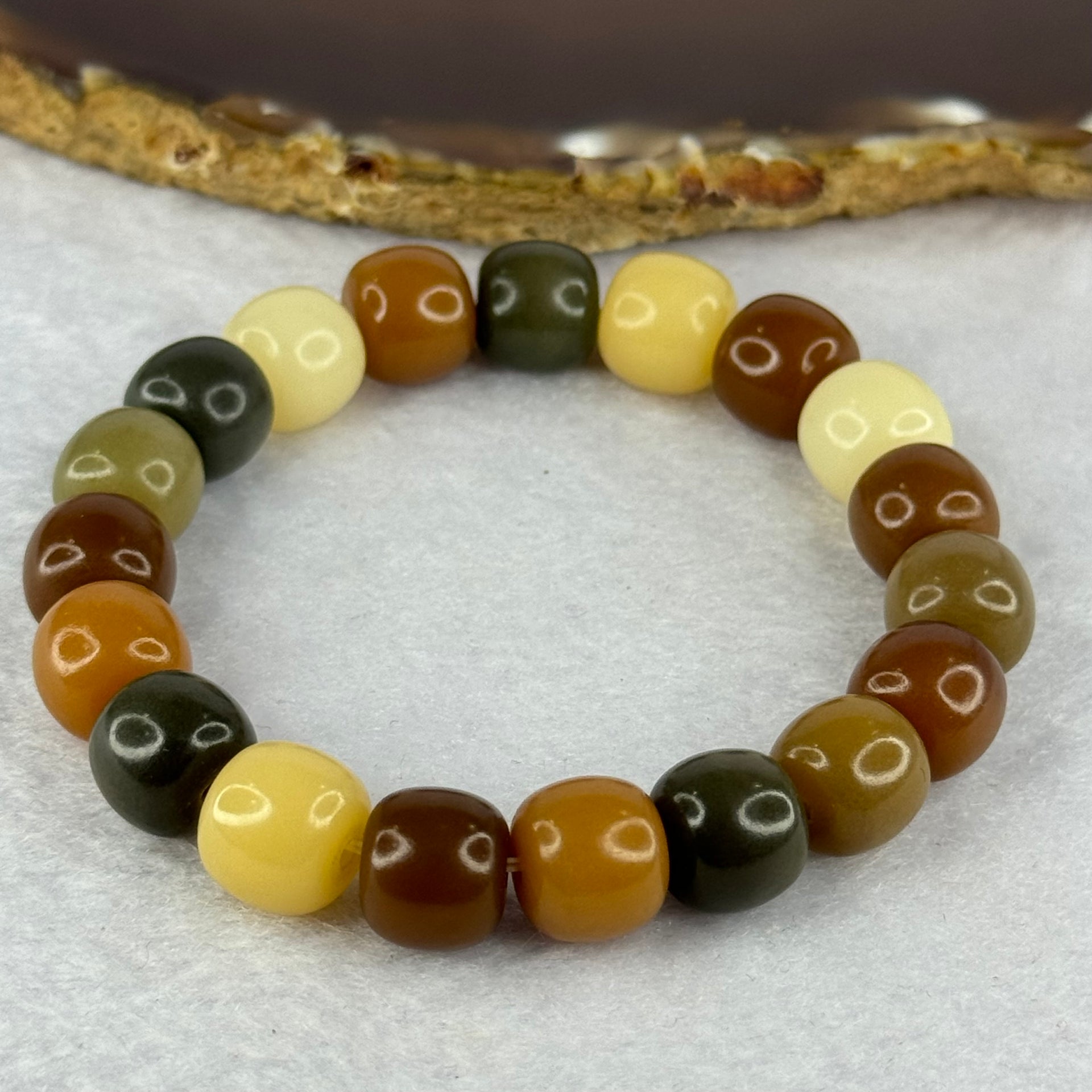 Natural Mixed Color Bodhi Beads Bracelet 天然多宝菩提手链 19.78g 17cm 11.3mm 19 Beads - Huangs Jadeite and Jewelry Pte Ltd