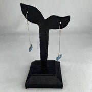 Good Grade Natural Blue Kyanite Candy Shape in S925 Sliver Earring 2.05g 12.9 by 7.0 by 3.8mm - Huangs Jadeite and Jewelry Pte Ltd