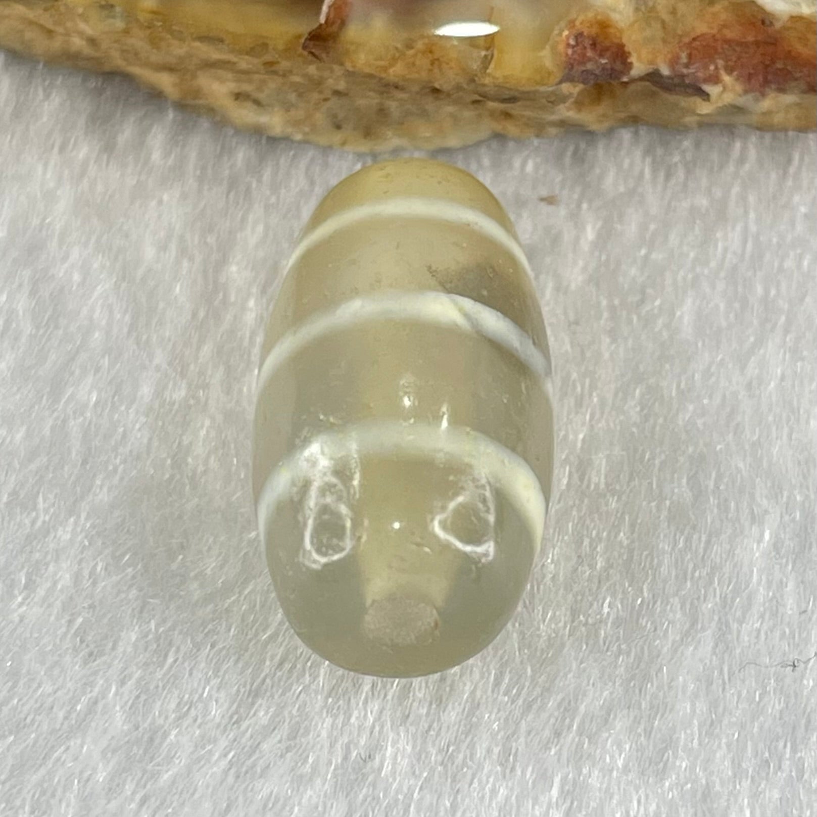 Natural Powerful Tibetan Old Oily Agate 3-Lines Dzi Bead Heavenly Master (Tian Zhu) 三行天诛 3.23g 20.0 by 10.4mm - Huangs Jadeite and Jewelry Pte Ltd