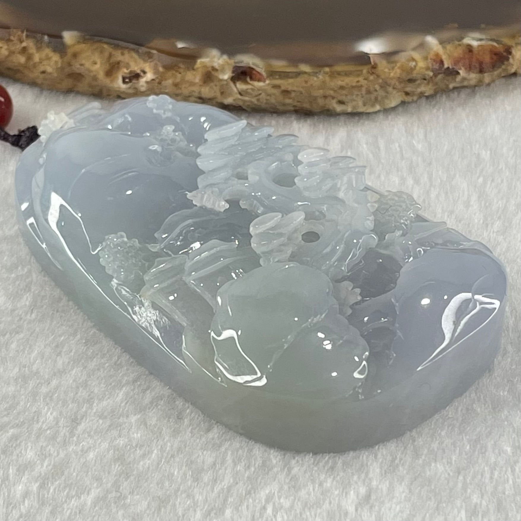 Grandmaster Type A Jelly Full Lavender Jadeite Shan Shui Scenic with Gui Ren Benefactor 85.31g 71.9 by 42.8 by 12.1mm - Huangs Jadeite and Jewelry Pte Ltd
