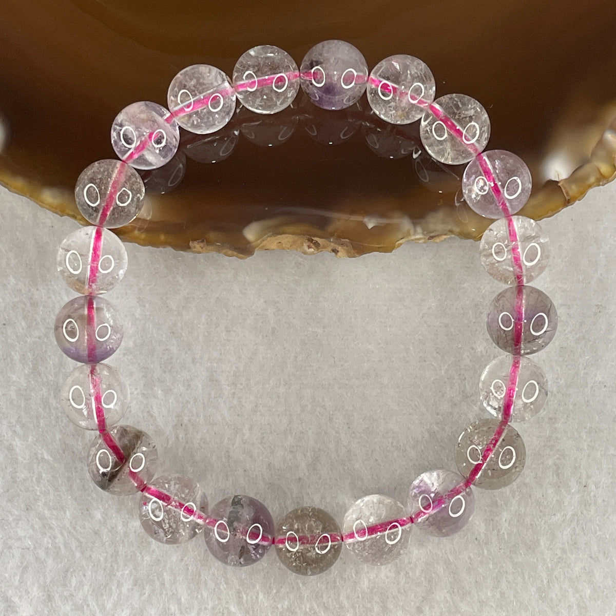 Certified Entry-Grade Natural Super 7 Crystal Beads Bracelet | Classic Mid-Sized Stacking Strand | Authentic Sacred Seven Multi-Mineral Inclusions Quartz Spiritual Catalyst & Auric Shield Bracelet (22.06g | 16cm Length | 9.3mm | 21 Beads)