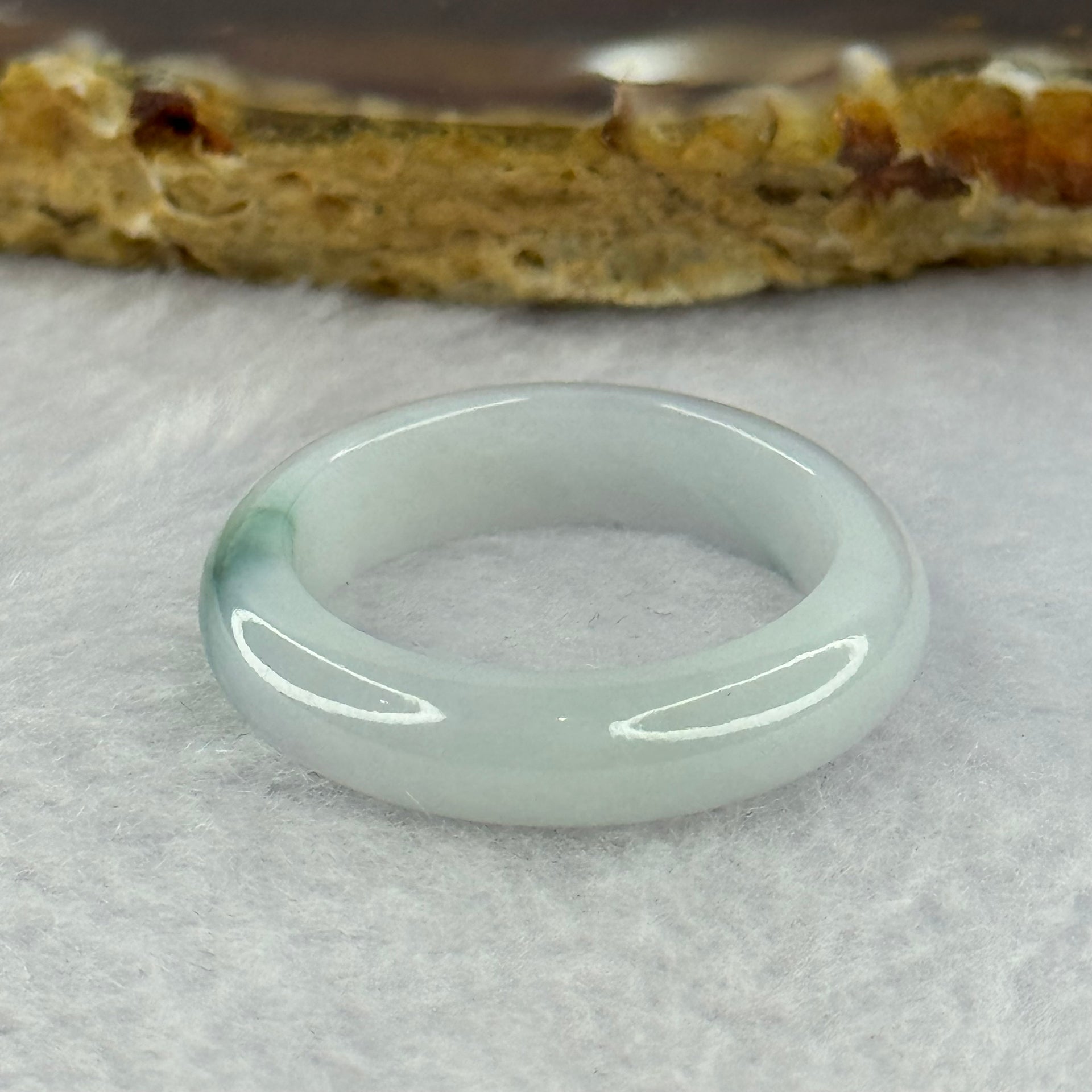 Type A Light Green Lavender with Blueish Green Patch Jadeite Ring 3.70g 5.9 by 3.6mm US9.5 HK21 - Huangs Jadeite and Jewelry Pte Ltd