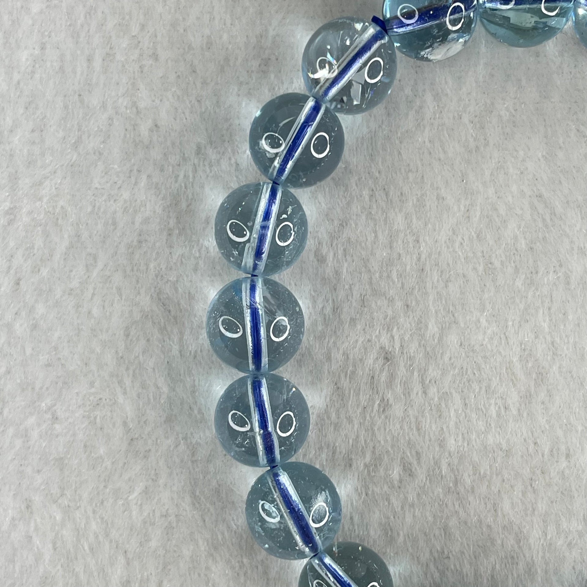 Good Grade Natural Blue Topaz Beads Bracelet 33.31g 15.5cm 9.9mm 20 Beads - Huangs Jadeite and Jewelry Pte Ltd