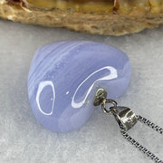 Natural Blue Lace Agate Necklace Heart Shape in S925 Sliver 5.49g 46cm 17.1 by 19.4 by 7.9mm - Huangs Jadeite and Jewelry Pte Ltd